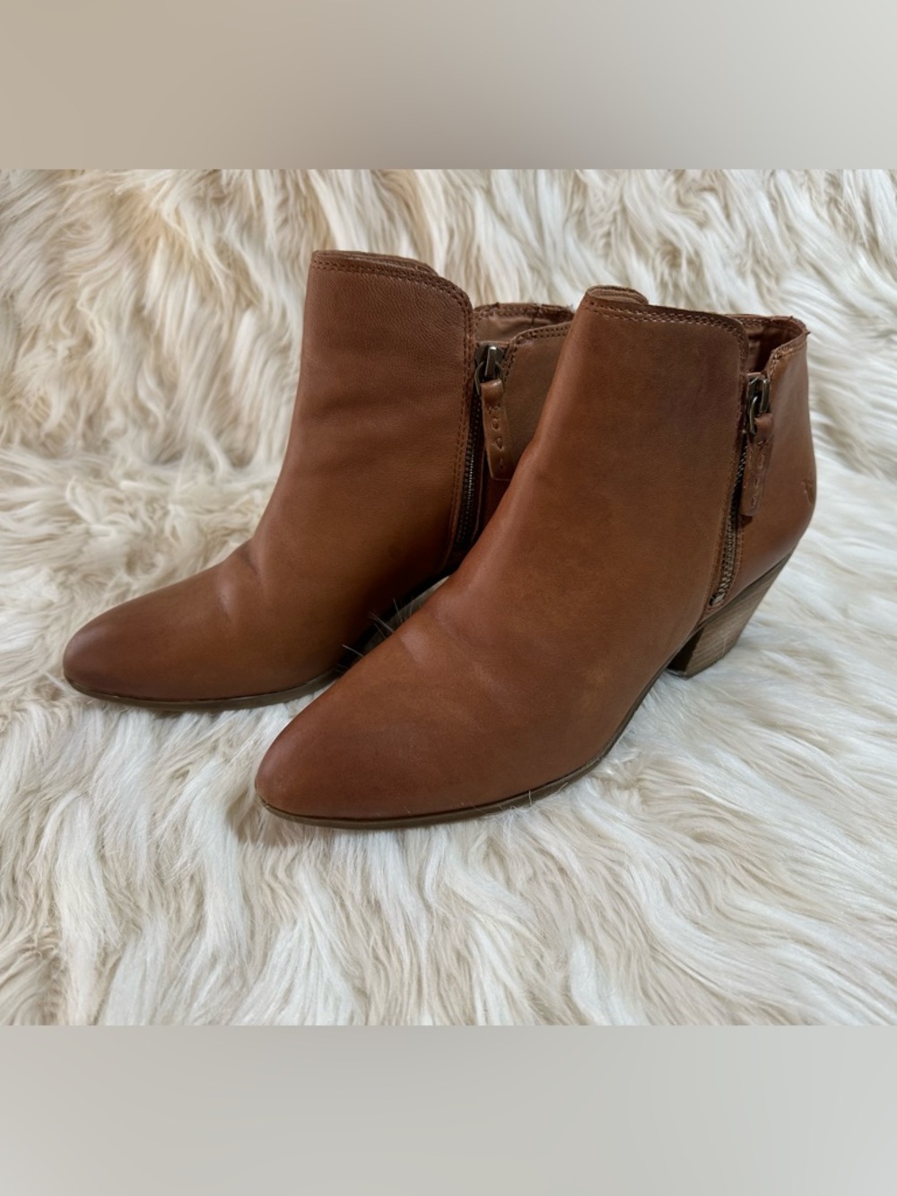 🍂 Frye Leather Ankle Booties – Cognac Brown | Size 8.5 🍂